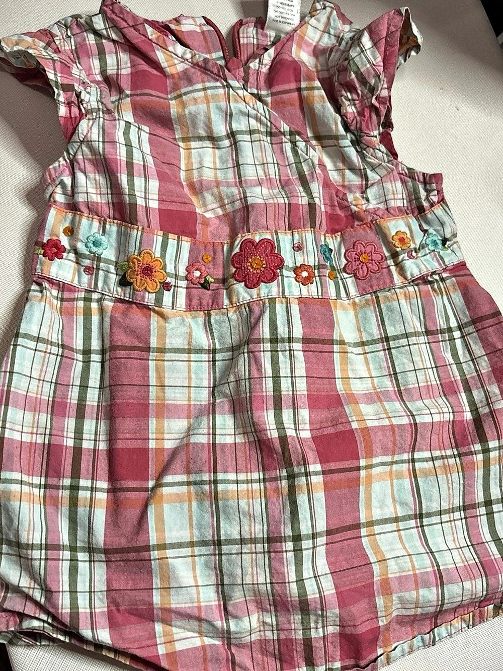 Gymboree Girls Plaid Embroidered Blouse Pink & Green Girls 4